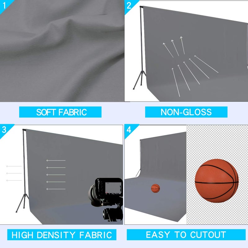 ISSUNTEX 10X24 ft Background Muslin Backdrop, Photo Studio, Collapsible High Density Screen for Video Photography and Television-Gray - Image 3